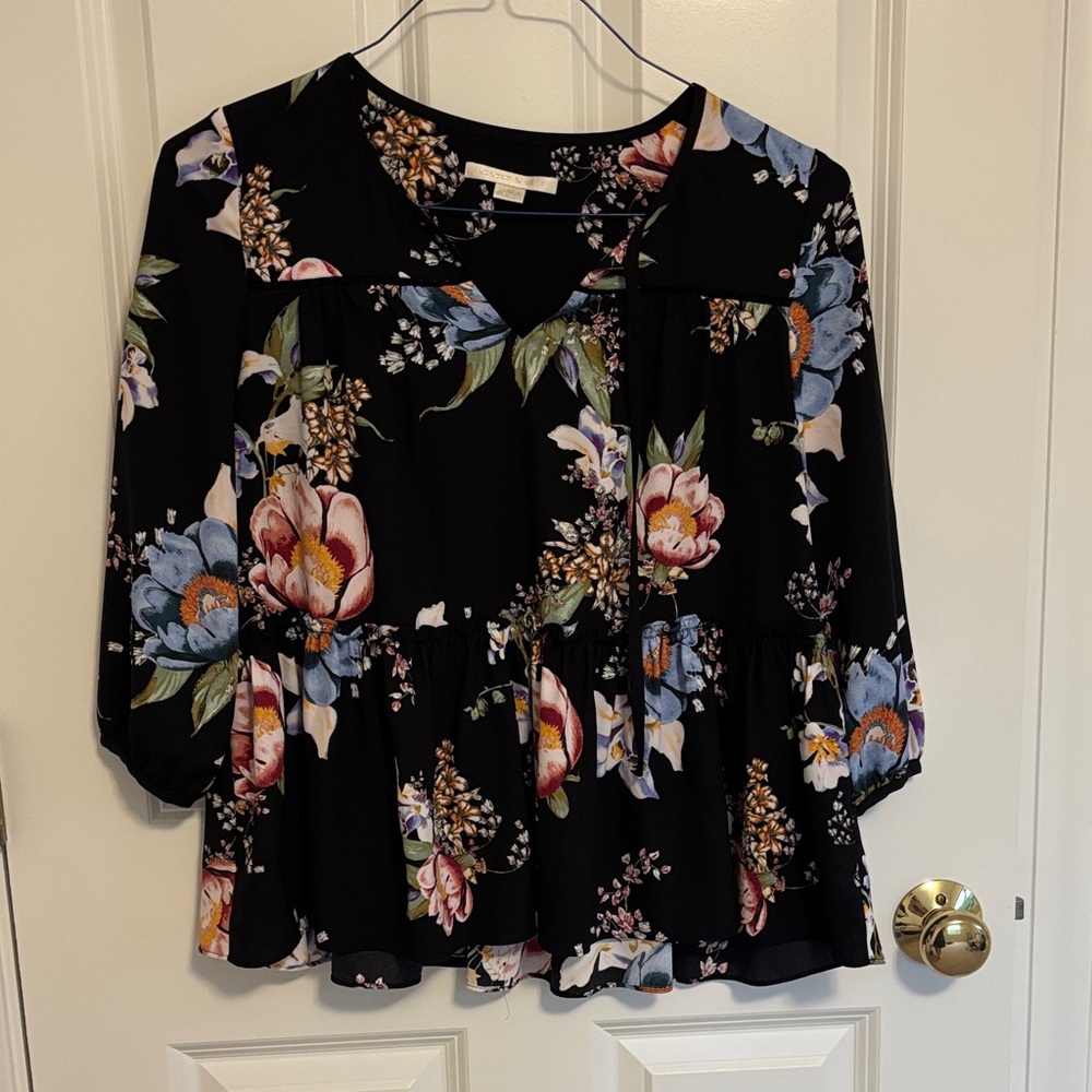 Cooper & Ella Black Floral Blouse
